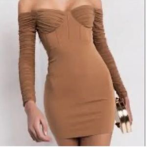 AKIRA off shoulder Ruched Bodycon Mini Dress